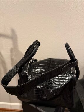 Black Croc-Textured Shoulder Bag - Women